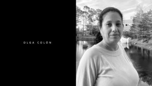 Black and white portrait of Olga Colón