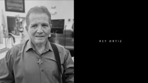 Black and white portrait of Rey Ortiz
