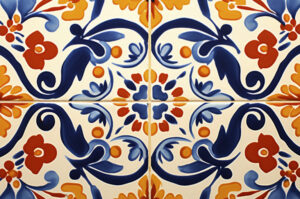 Close up pattern of traditional Mexican ceramic tile