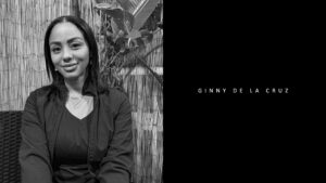 Black and white portrait of Ginny de la Cruz